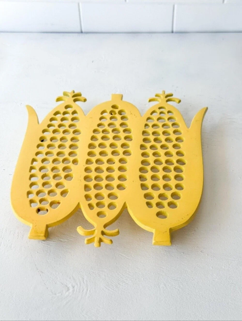 Yellow Corn Cast Iron Trivet Crate And Barel VINTAGE